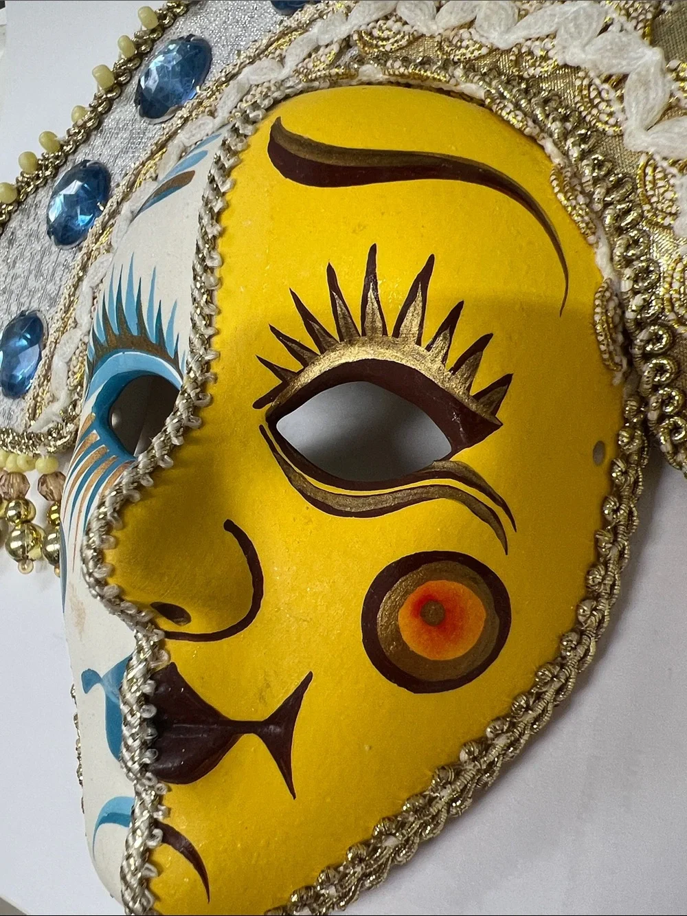 Sun & Moon Two-Tone Decorative Wall Mask - Yellow and White